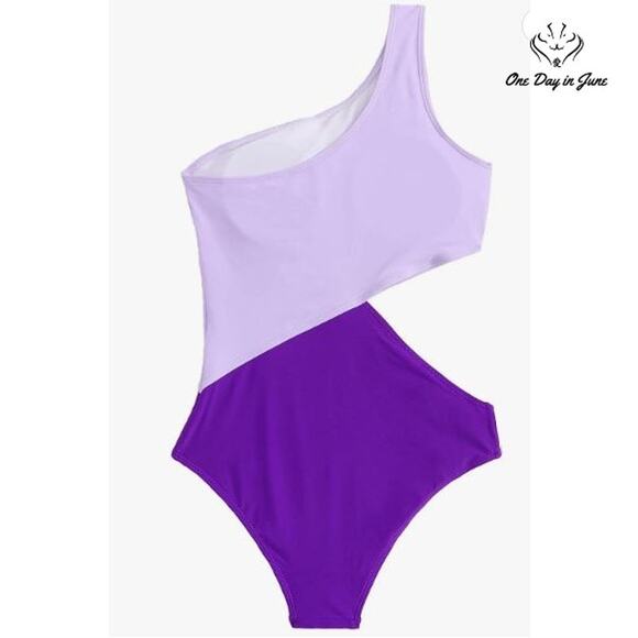 SweatyRocks One Shoulder Cut Out One Piece Swimsuit Size M - Picture 2 of 4